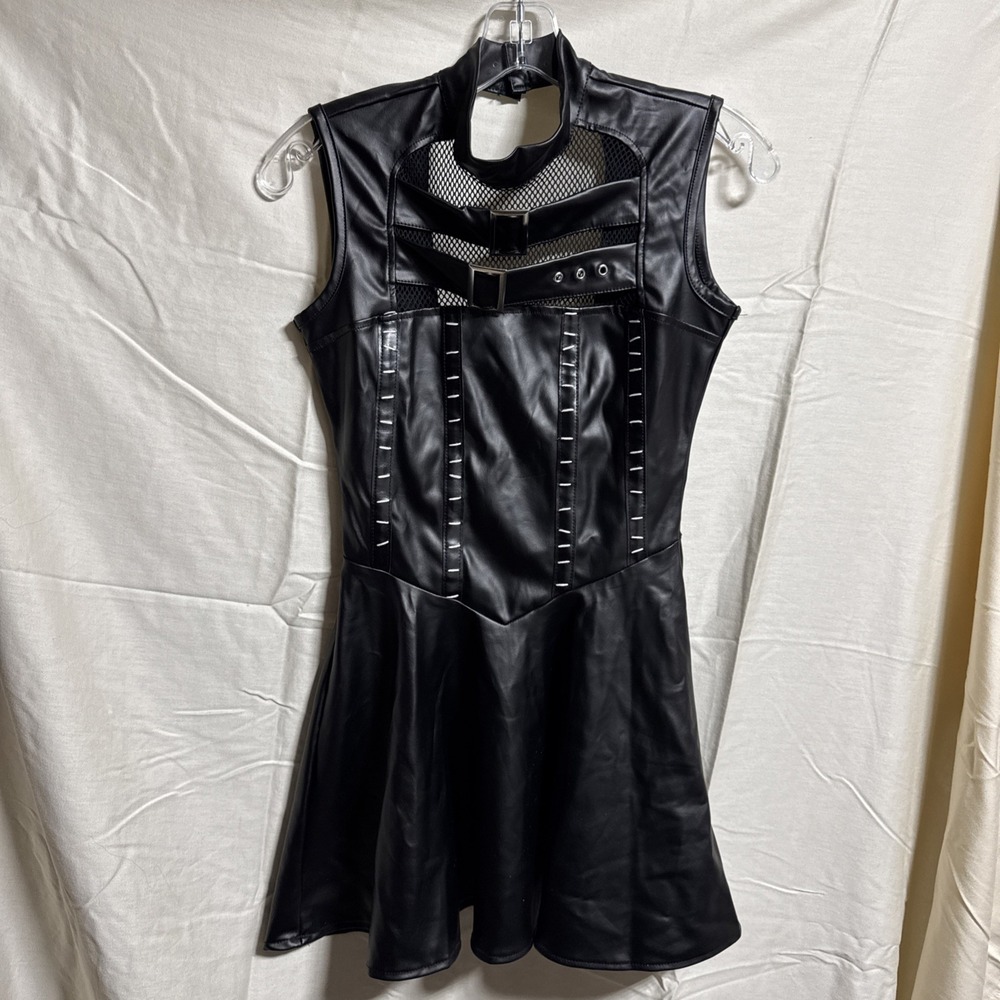 Spirit Halloween DC Comics Batman Faux Leather Harness Skater Dress Black XS